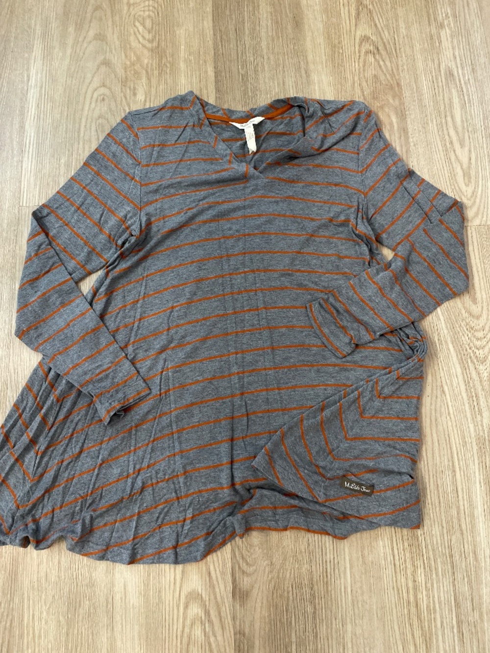 Matilda Jane gray tunic with orange stripe